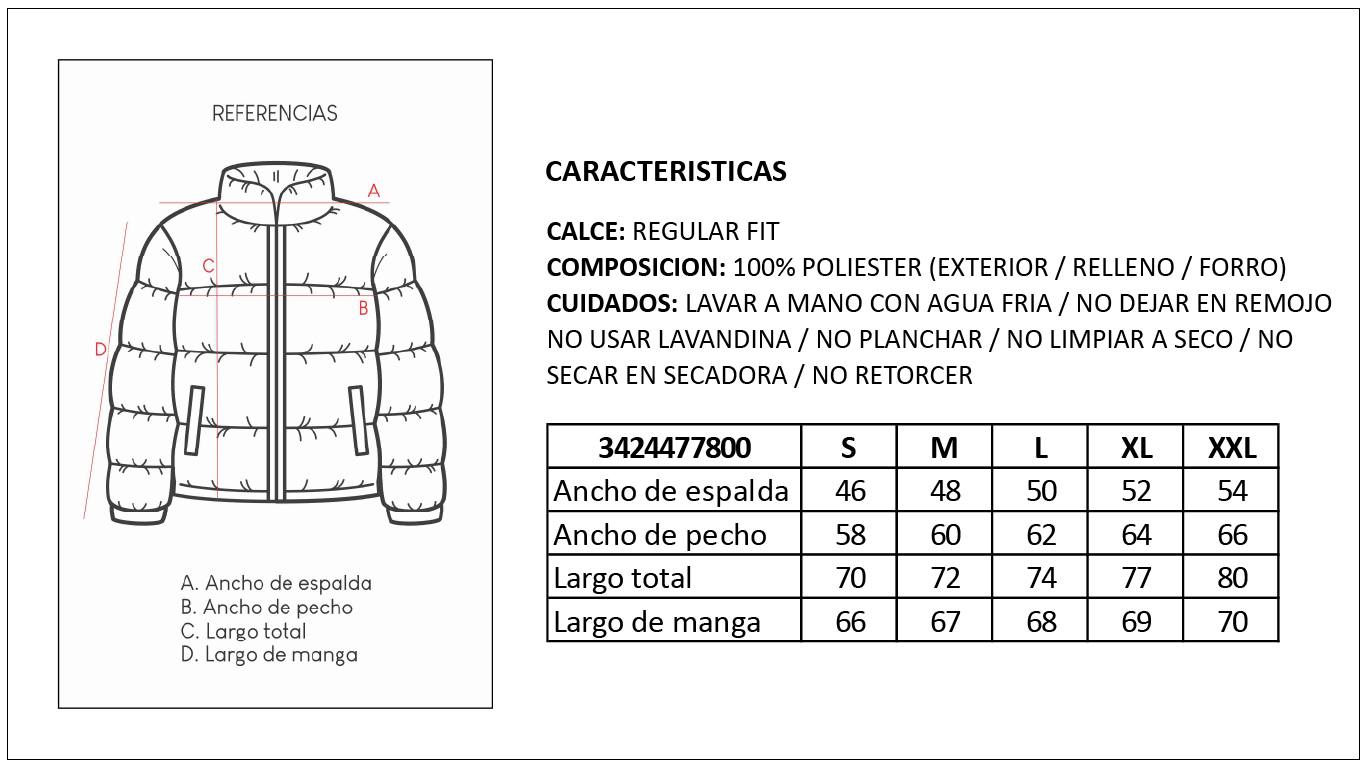 Tabla de Medidas Campera Ripley Britches